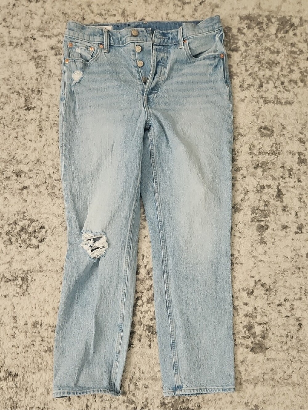 GAP Light Blue Boyfriend Jeans with Distressed Knee